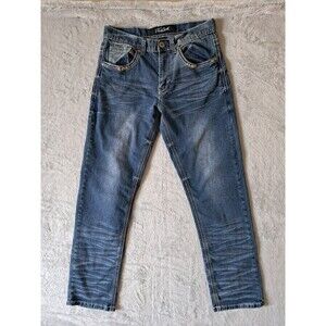 True Luck Jeans Men's 30x32 Blue Denim Straight Leg Flap Pockets Wash